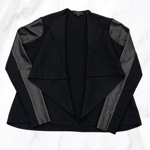 Ted Baker‎ Women's Black Gaeton Wool & Leather Wrap Jacket, Size 4